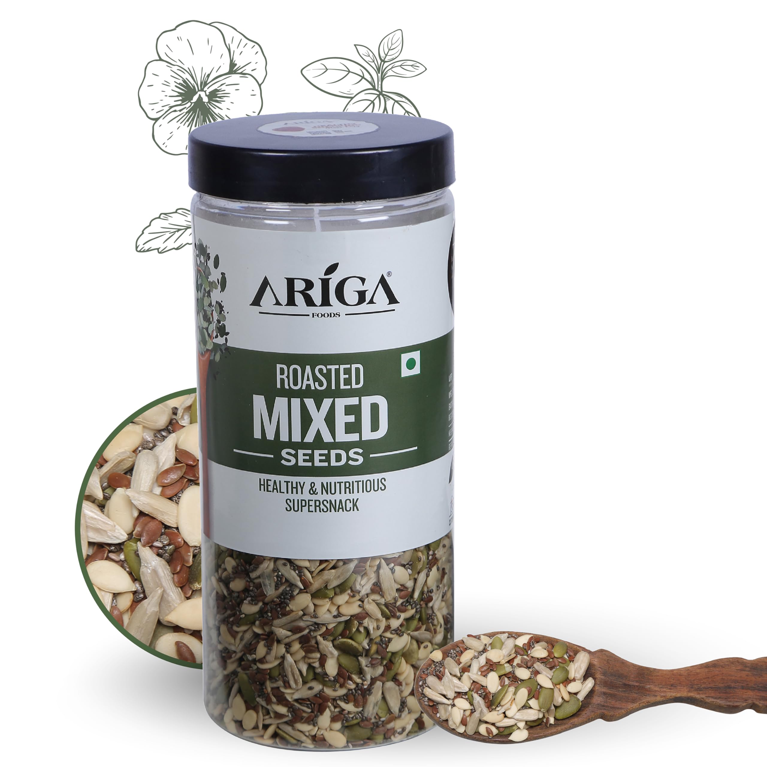 Ariga Foods 5 in 1 Super Seeds Mix- Pumpkin, Flax, Chia, Watermelon and Sunflower Mixed Seeds for Weight Loss in Pet Jar Value Pack (500g) | Vitamins & Minerals Rich | Healthy Diet Food (B08Y73VZB2) Amazon Price History, Amazon Price Tracker