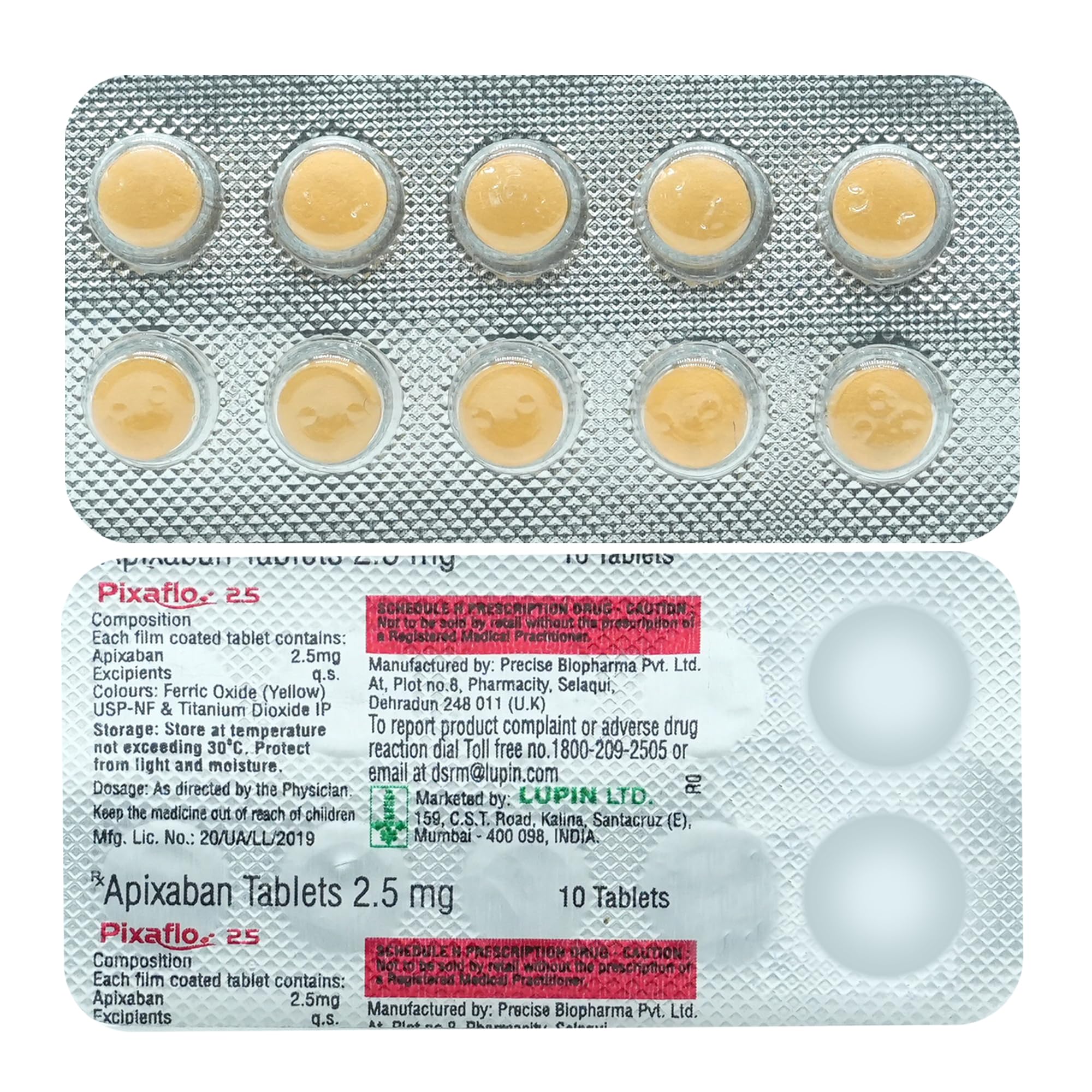 Pixaflo 2.5 - Strip of 10 Tablets