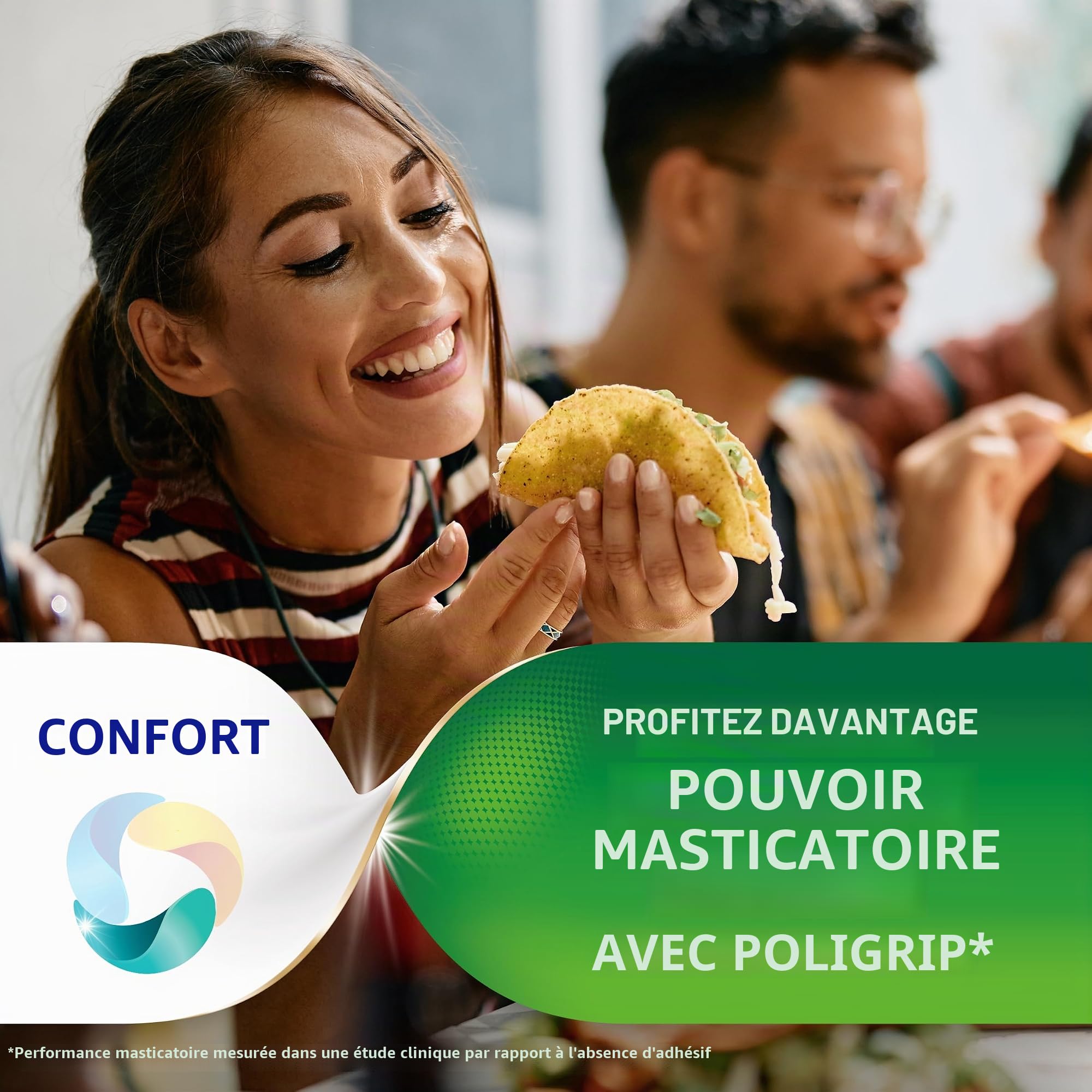 Super Poligrip Lot de 4 crèmes adhésives pour prothèses dentaires et partielles sans zinc 68 g