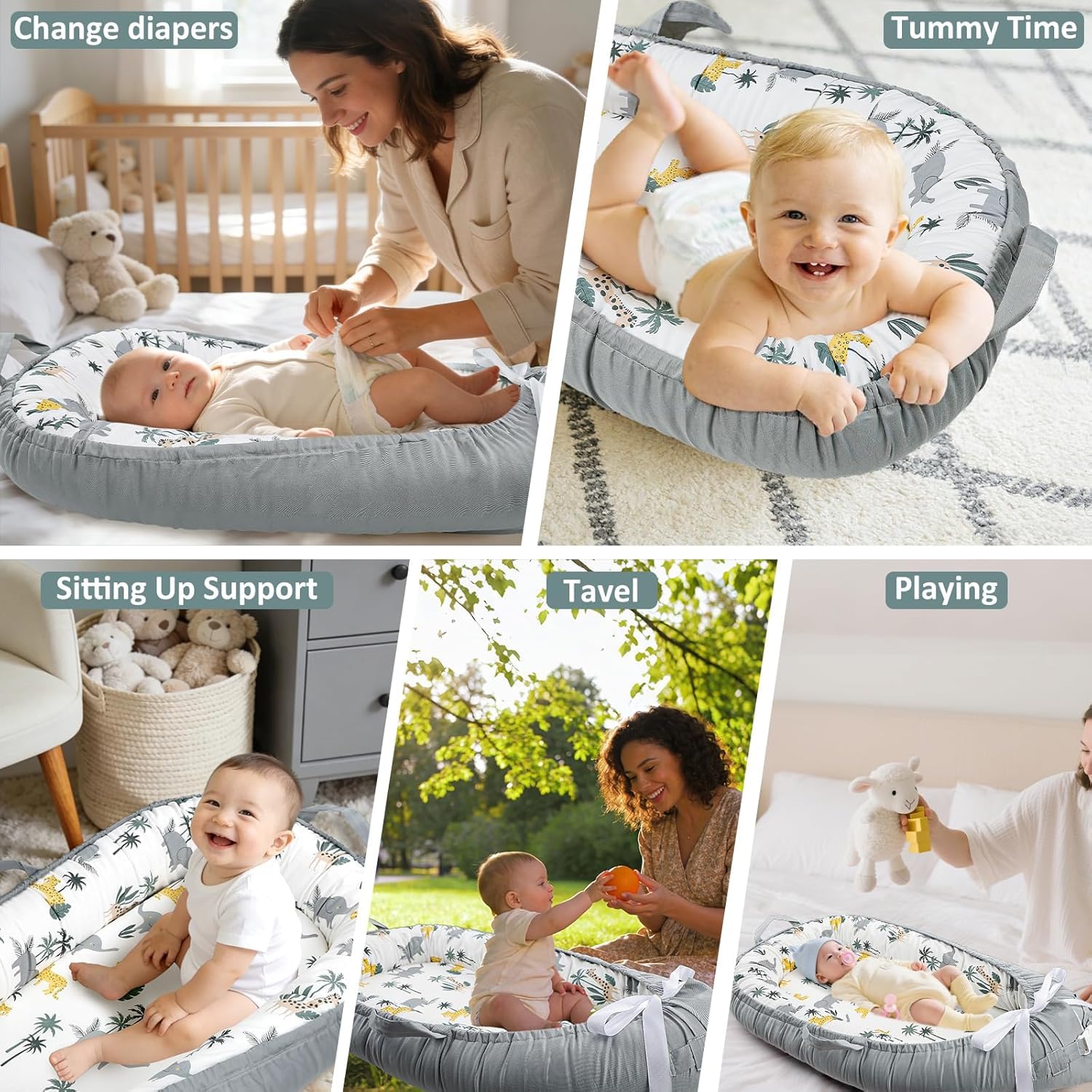 Hooyax Baby Nest Pod for Newborn Baby Lounger for Newborn Portable 100% Breathable Cotton Baby Nest for 0-12 Months Boys Girls - Image 4