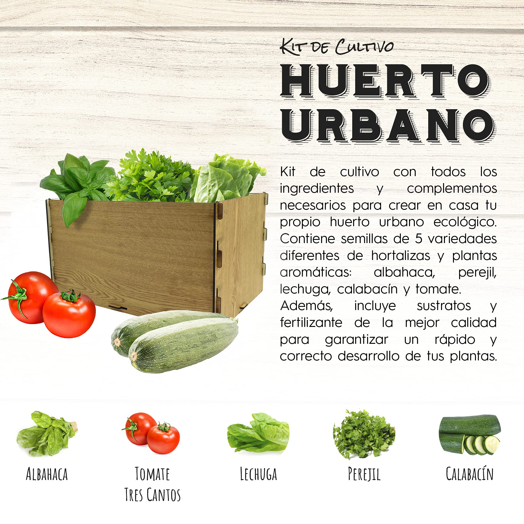 Mini Huerto de Interior para Plantas Semillas Hortalizas y Aromáticas, Kit de Cultivo Completo Huerto Urbano Ecológico en Casa Jardín Terraza Regalo Original