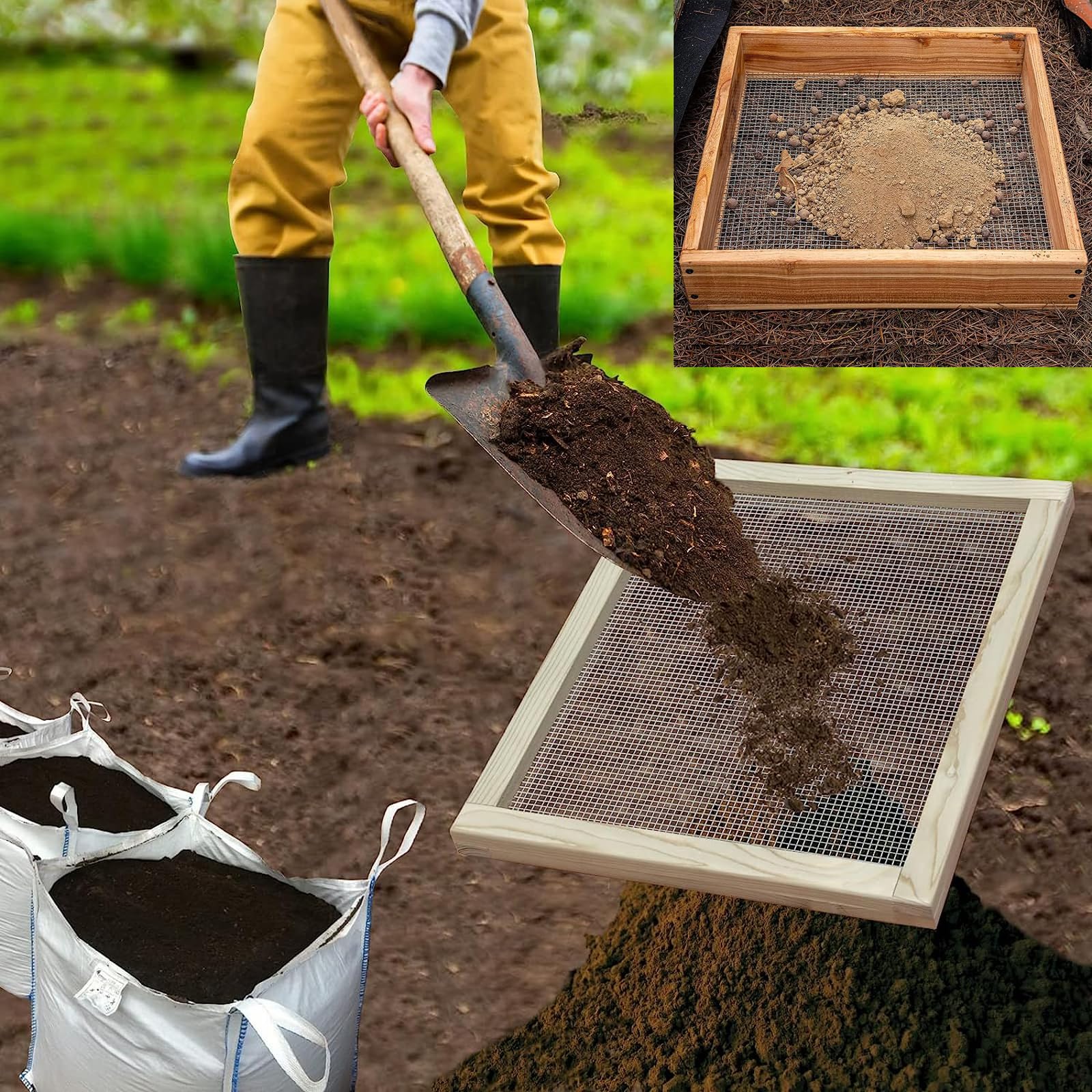Setaccio Manuale Per Terreno 50x44cm - Multifunzionale Per Giardinaggio, Ghiaia E Bonsai
