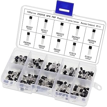 Aussel 10Values 200PCS NPN PNP Transistor TO-92 Power Transistor Assortment Kit 2N2222 2N3904 (Type 1)
