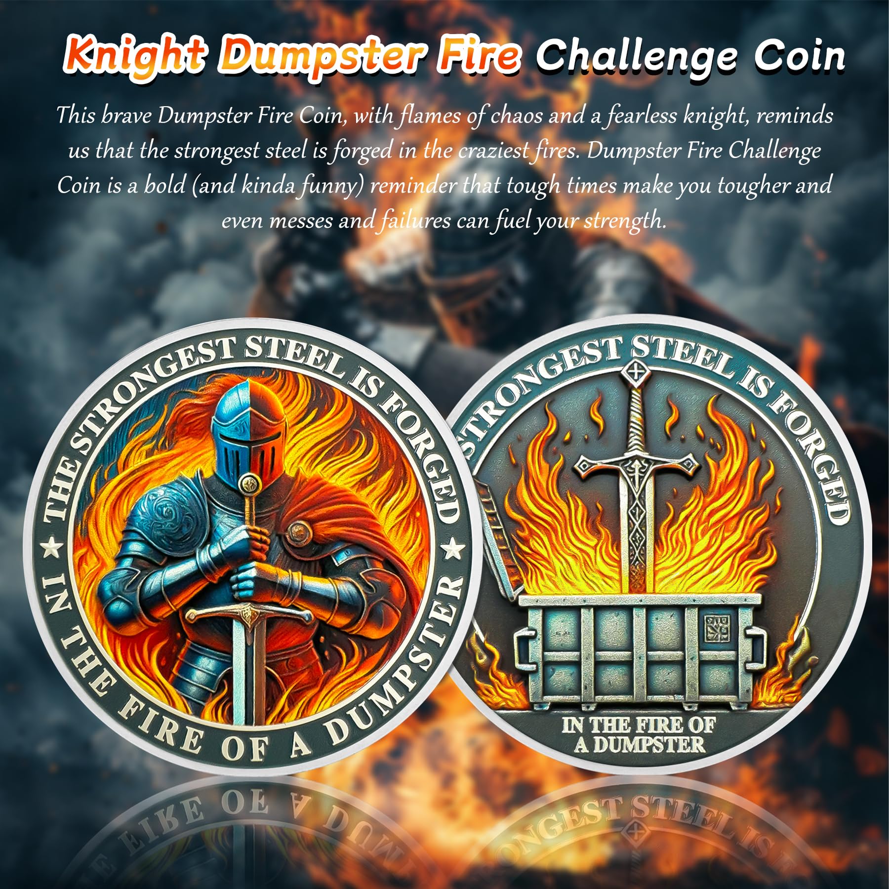 Snapklik.com : Knight Dumpster Fire Challenge Coin - The Strongest ...