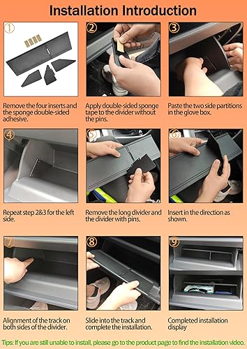 Miniatura 6 de TACORBO - Organizador de guantera compatible con RAV4 2025 2024 2023 2022 2021 2020 2019, separadores de guantes, materiales ABS negros, no para