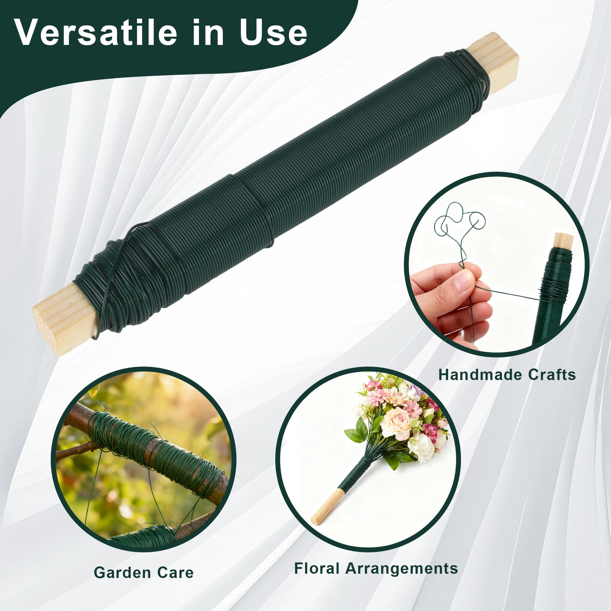 8 Pezzi Filo di Ferro Modellabile, 0,65 mm, Filo per Avvolgere Fiori, Fil di Ferro Fioristica, Filo per Legare Verde Avvolto su Un Bastoncino di Legno, per Giardino, Casa, Ufficio