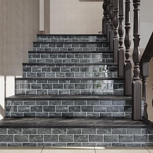 Miniatura 6 de CRE8TIVE 4 hojas para despegar y pegar contra salpicaduras para cocina, azulejos de metro de mármol gris, 12 x 12 pulgadas, calcomanías