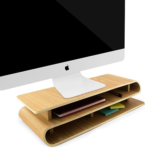 Miniatura 2 de Three by Three Seattle UpRise - Elevador de monitor - Diseño moderno y elegante, construcción de madera duradera, altura ergonómica para una mejor