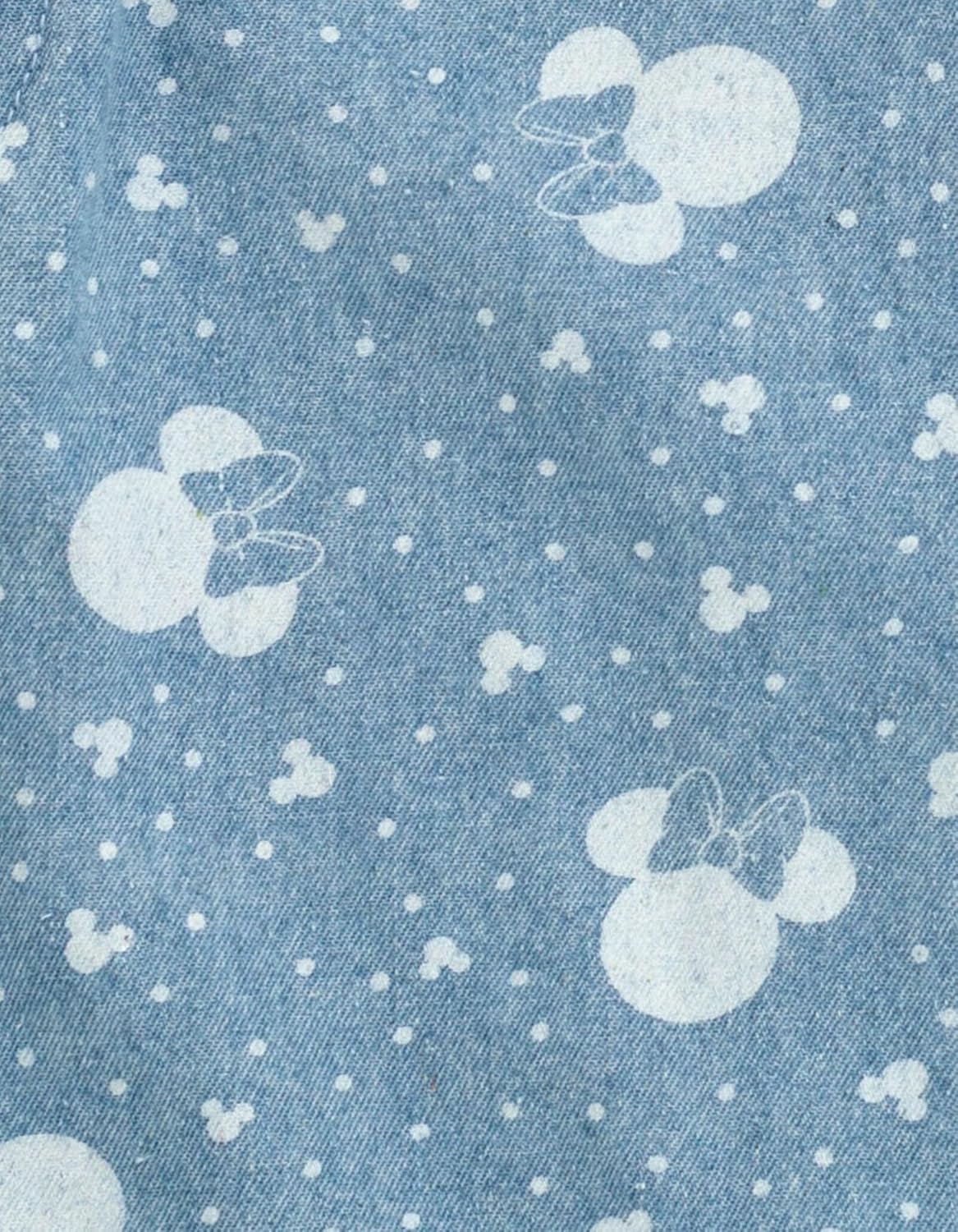 Disney Minnie Mouse Vintage Wash Denim Overall Dress and T-Shirt Outfit Set Infant to Little Kid - Image 6