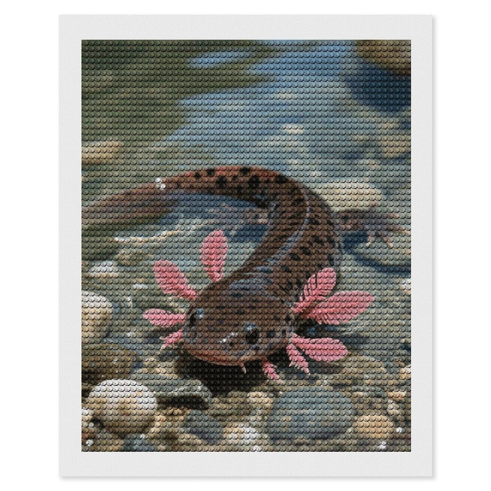 FodPand Axolotl 5D Diamond Painting Kits for Adults Beginners Full Drill Round Diamond Dots Pictures Gem Art Supplies for Home Wall Room Decoration DIY Craft Set Gift 16x20