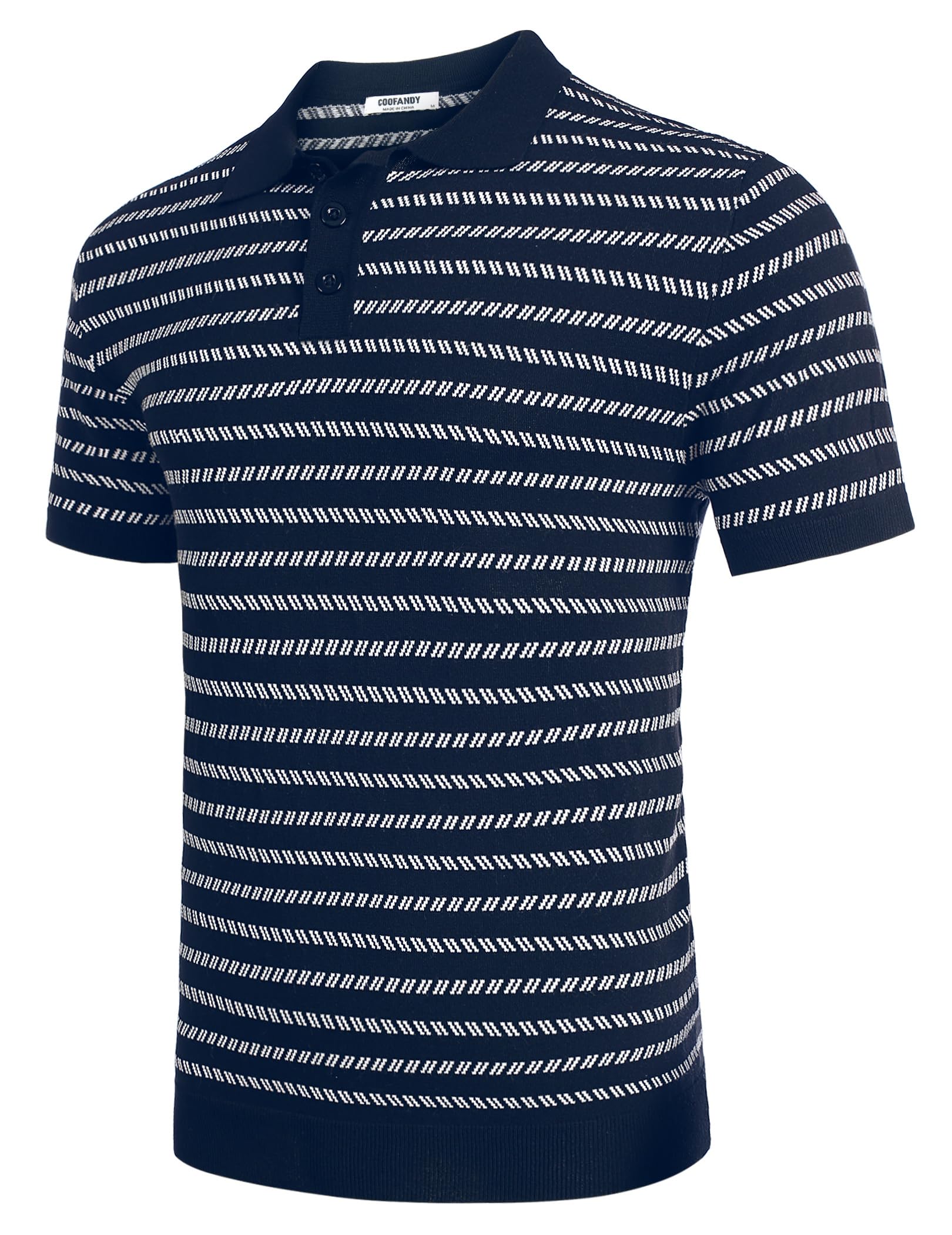COOFANDY Polo da uomo in maglia, casual, a maniche corte, con bottoni, classica camicia da golf