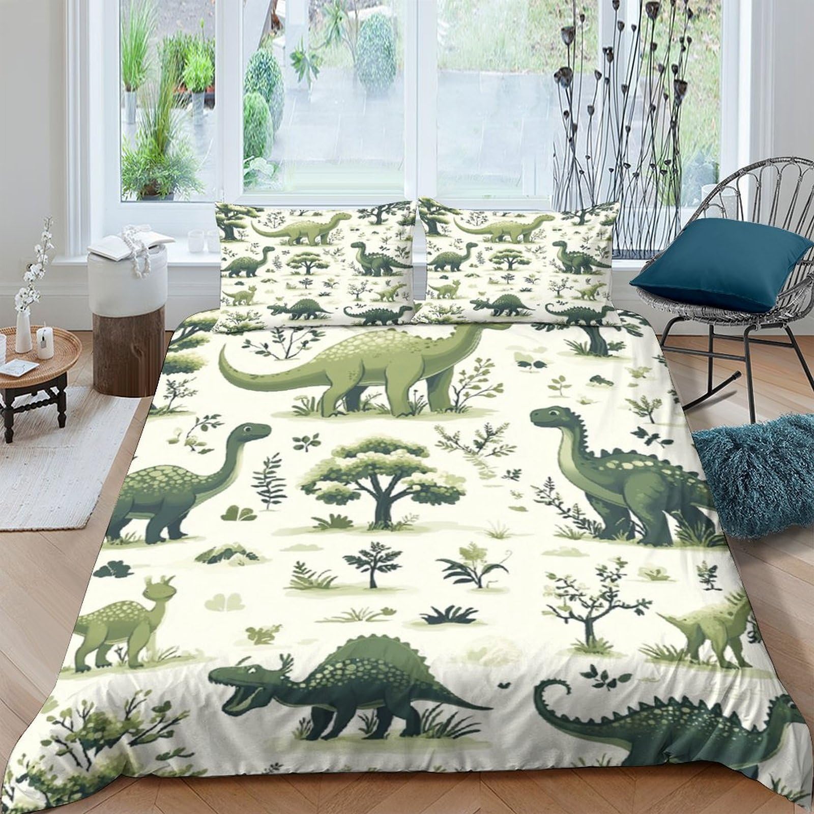 Ctjqhvkz Style-6 3D Printed Dinosaur Forest Fitted Sheet Microfiber Green Animal Pattern Mattress Cover For Bedroom Dorm Decor Single（135X200cm）