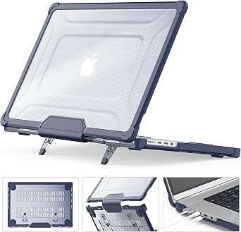 HXCASEAC Compatible with MacBook Pro 16 inch Case 2026 2025 2024 2023 2021, Anti-Scratching Protective Hard Cover with Foldable Stand M5 M4 M3 M2 M1 A3429 A3428 A3186 A3403 A2991 A2780 A2485, Navy