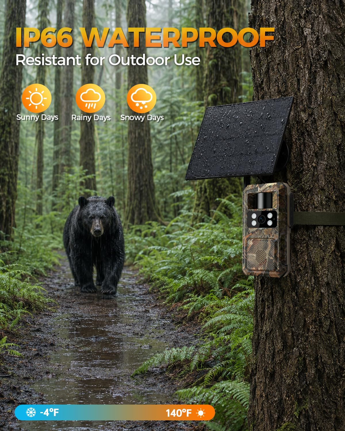Caméra de chasse solaire HD 2,5 K avec vision nocturne, caméra de jeu cellulaire 4G LTE - Temps de déclenchement 0,2 s activé par le mouvement