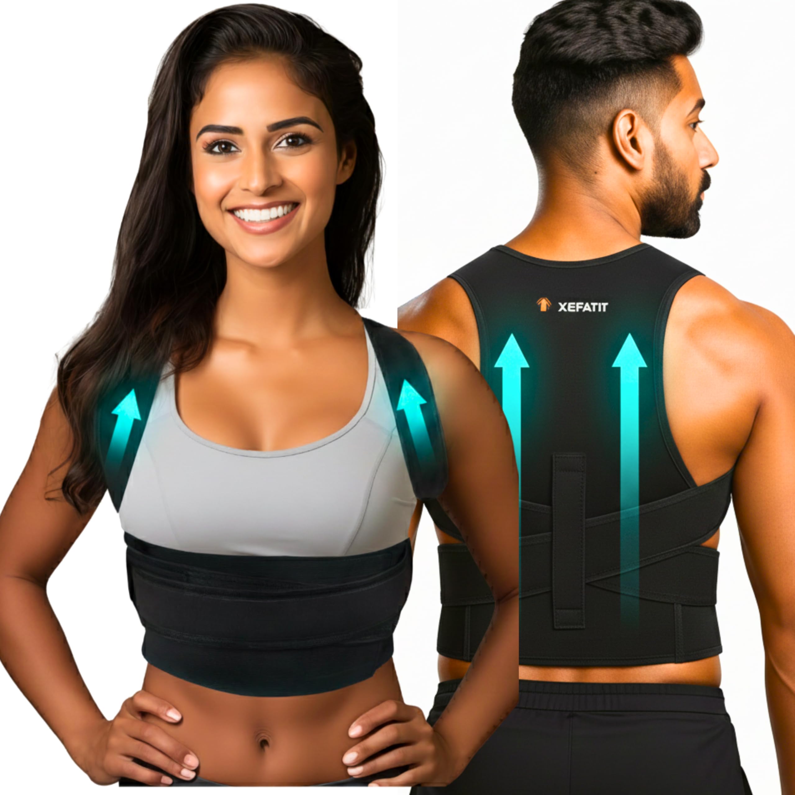 Premium Posture Corrector Belt for Men & Women | Durable & Adjustable Back & Shoulder Support Brace | Spine Alignment & Pain Relief | Heavy-Duty Back Straightener | Free Size, Comfortable Fit (Black)