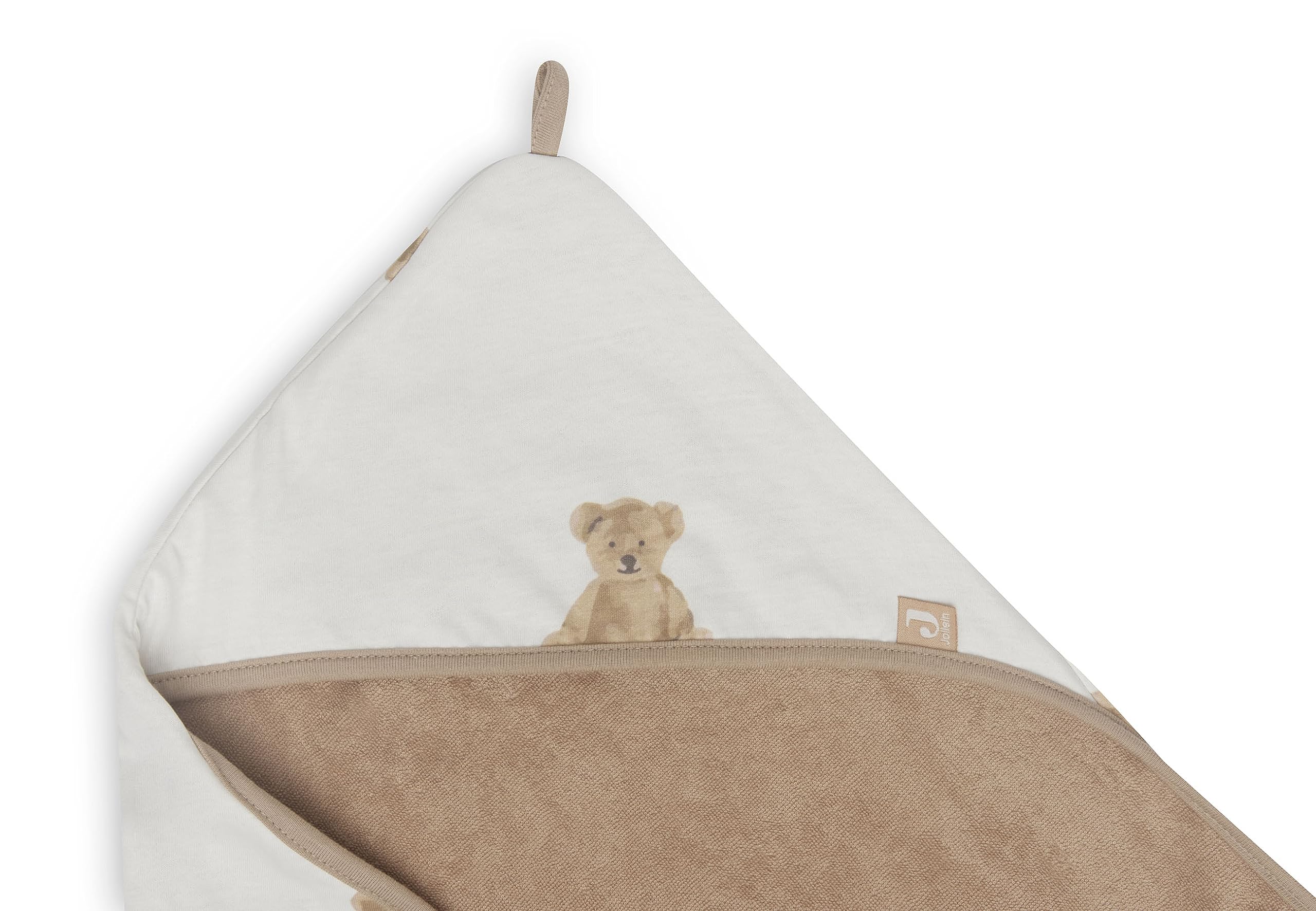 Jollein 534-836-66095 Serviette à Capuche Motif Ours en Peluche Eponge Blanc 75 x 75 cm
