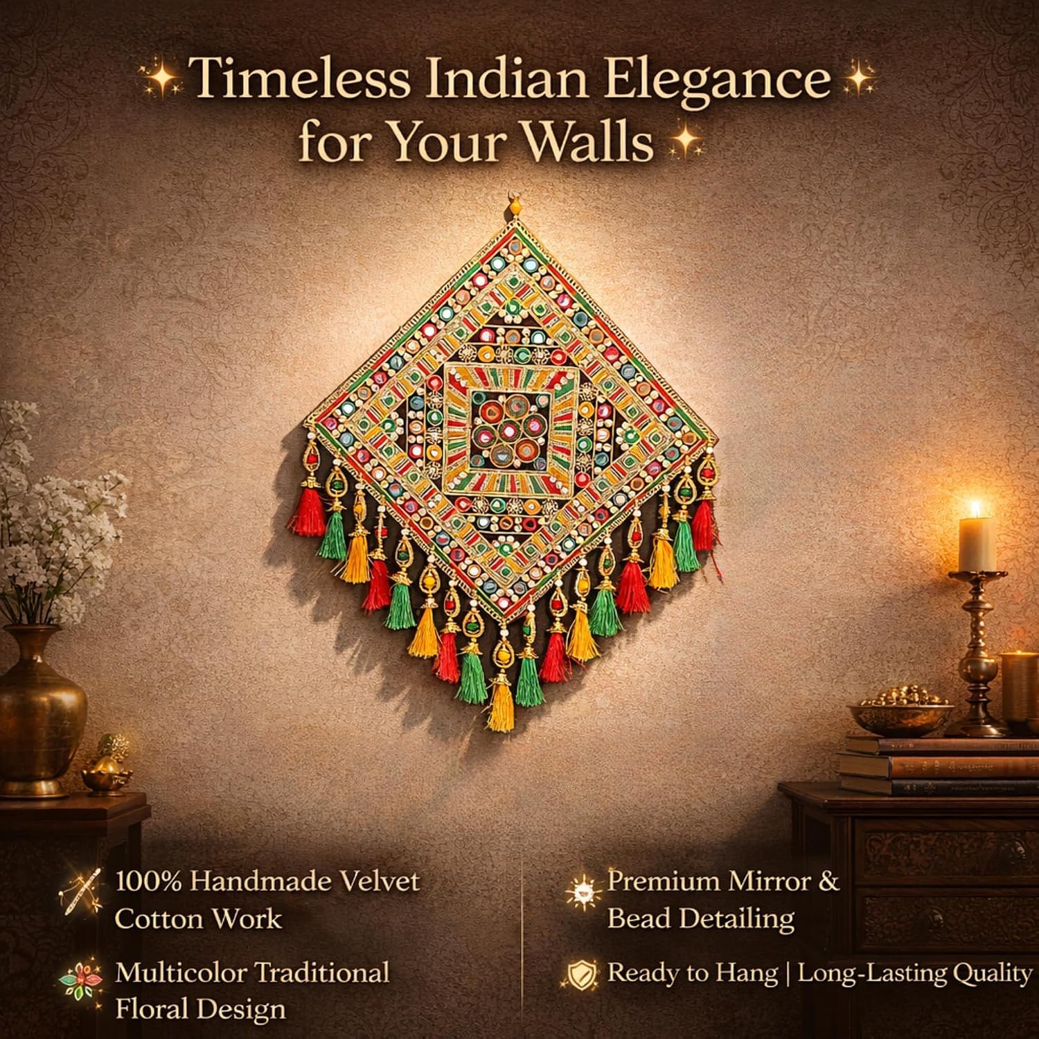Gujrati Elephant Wall Hanging - Traditional Home Decor -5 Gujrati Elephant Wall Hanging - Traditional Home Decor -5