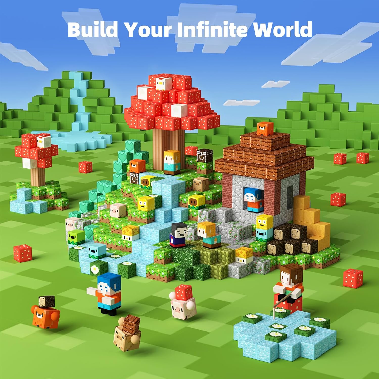 GobiDex 100PCS Magnetic Blocks Prtend Play Playset, Build Magwonder Farm World with STEM Building Toys, Preschool Sensory Gift for Birthday - Image 3