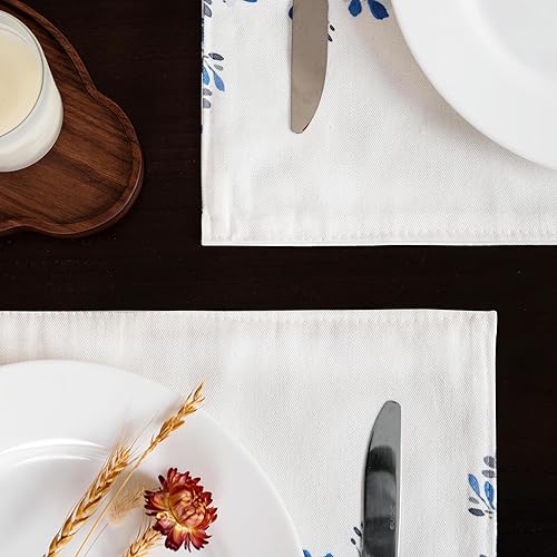 Miniatura 4 de Juego de 4 manteles individuales con estampado de flores de acuarela para mesa de comedor de 12 x 18 pulgadas, para decoración de cocina,