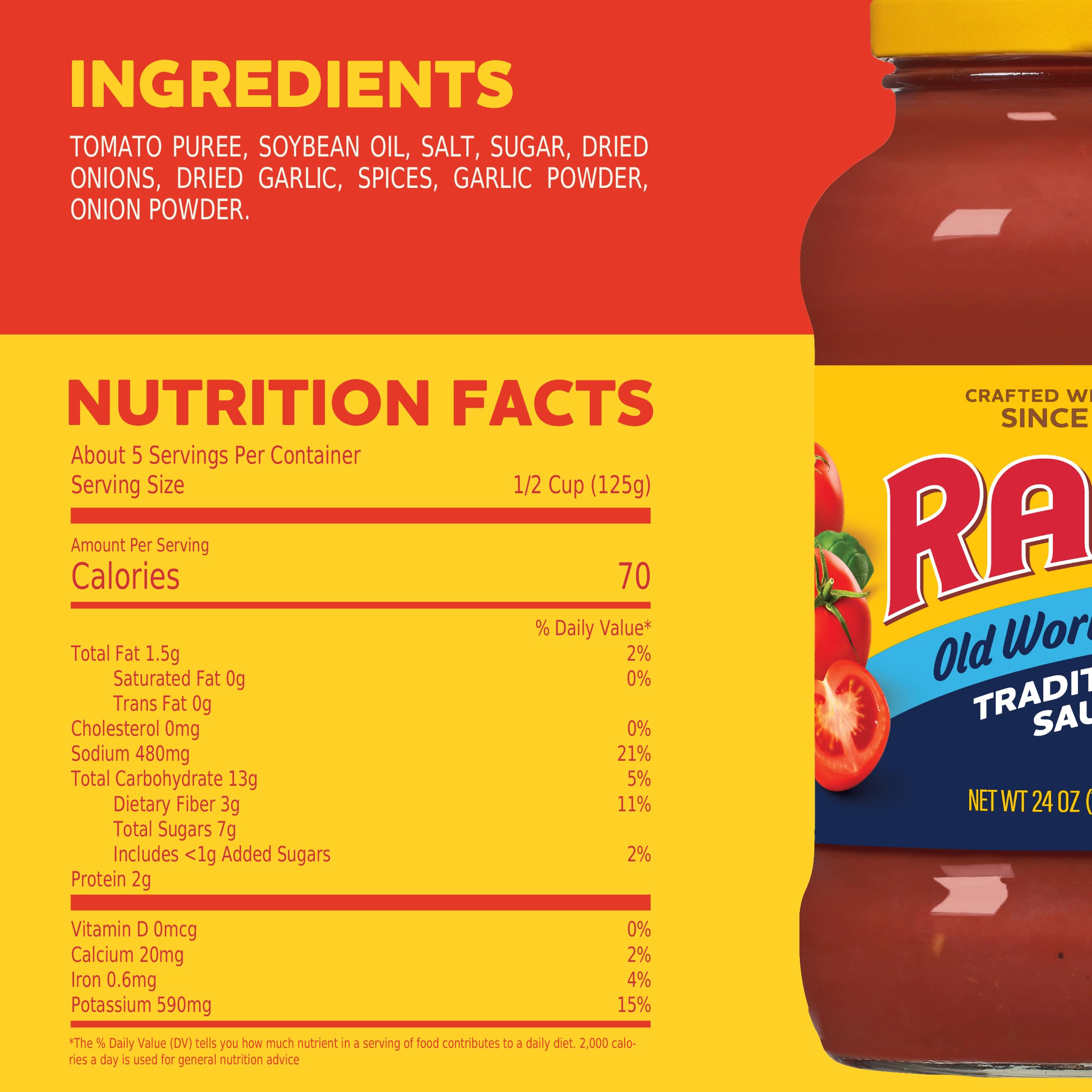 RAGÚ Old World Style Traditional Sauce, Perfect for Italian Style Meals at Home, 24 OZ (Pack of 6)