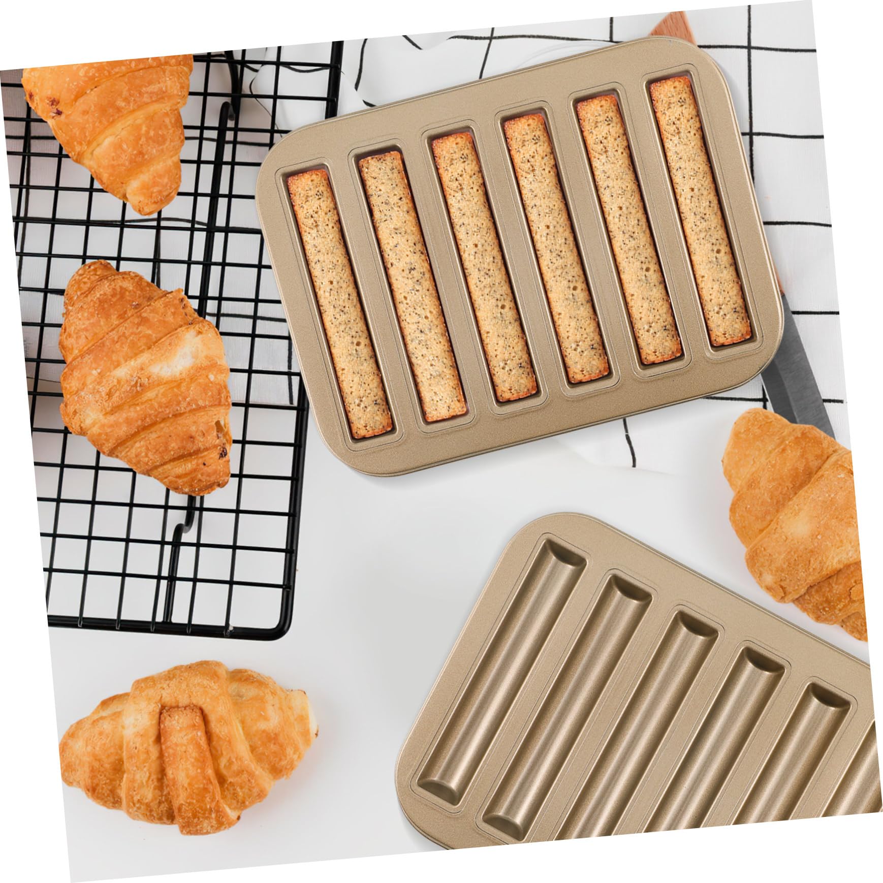 Ipetboom 3 Pièces Moule à Gâteau Pratique pour Pâtisserie DIY Moule à Adhésif pour Gâteaux Pâtisseries et Biscuits à Cavités Or