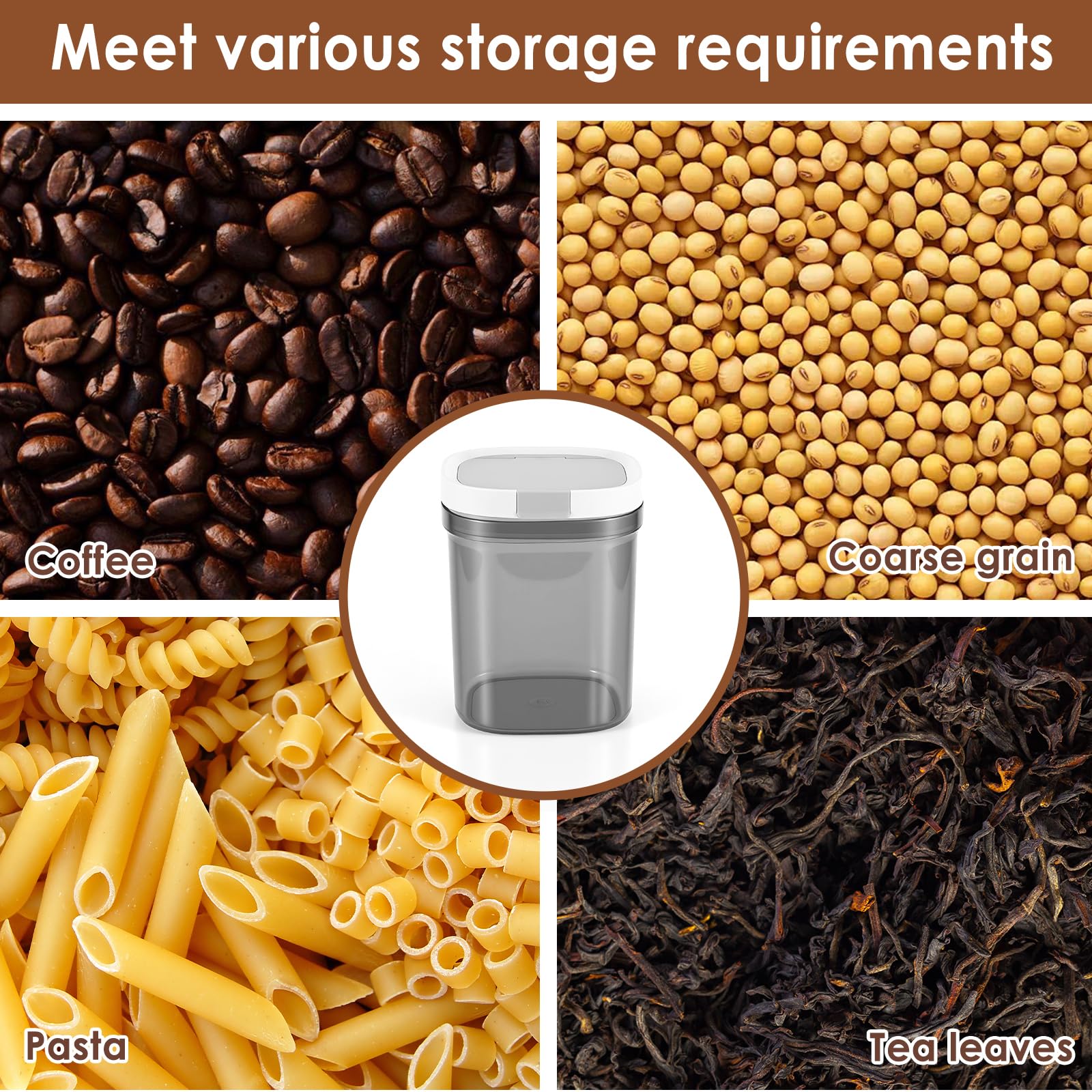 Vakuum Kaffeedose 1300ml luftdicht mit Löffel, kaffeepulver behälter für Kaffee, Milchpulver, Müsli – getönter Behälter lichtgeschützt, lebensmittelecht, Box-Set