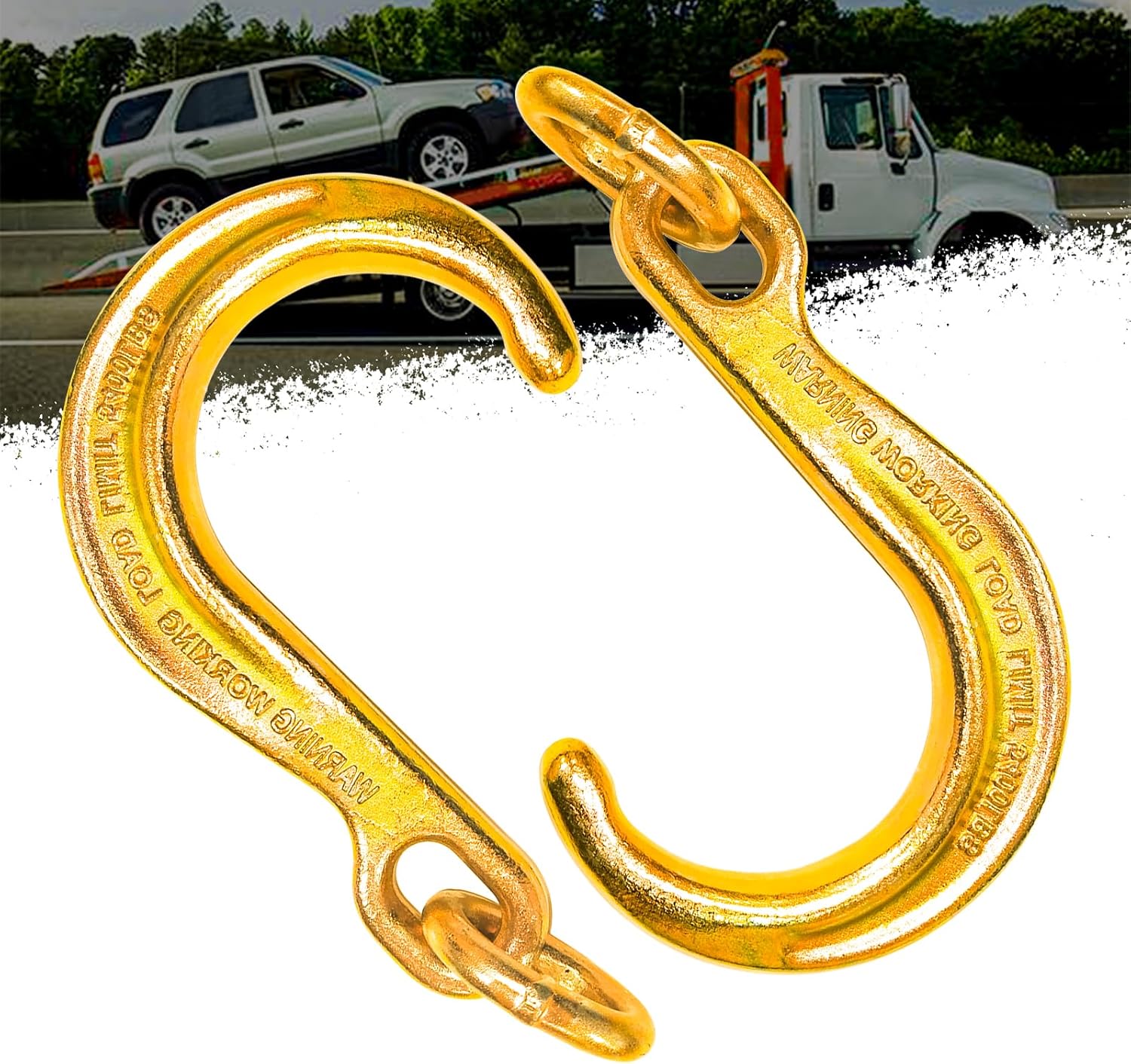 YATOINTO 2-Pack 8" G70 J Tow Hooks with Links - 5400 lbs Capacity Heavy Duty Axle Hooks for Trucks Tractors Trailers