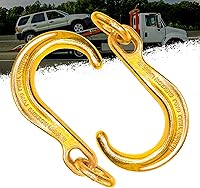YATOINTO 2-Pack 8" G70 J Tow Hooks with Links - 5400 lbs Capacity Heavy Duty Axle Hooks for Trucks Tractors Trailers