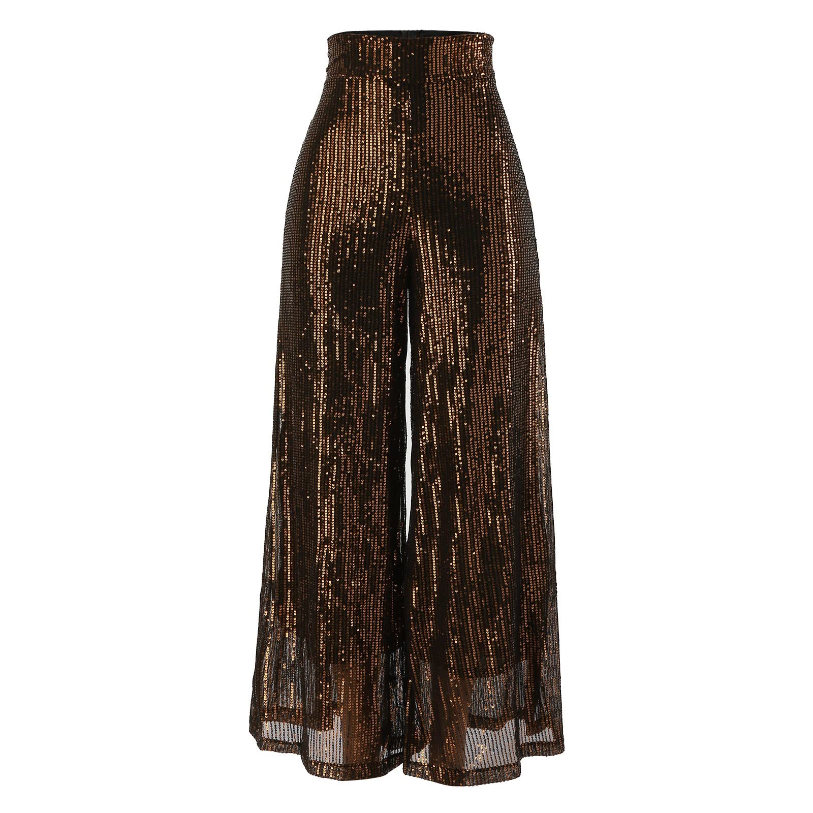 Pantaloni da donna neri con paillette, pantaloni larghi con paillettes, anni '70, 80, costume da festa a tema, discoteca, abbigliamento da discoteca, pantaloni a vita alta, pantaloni eleganti