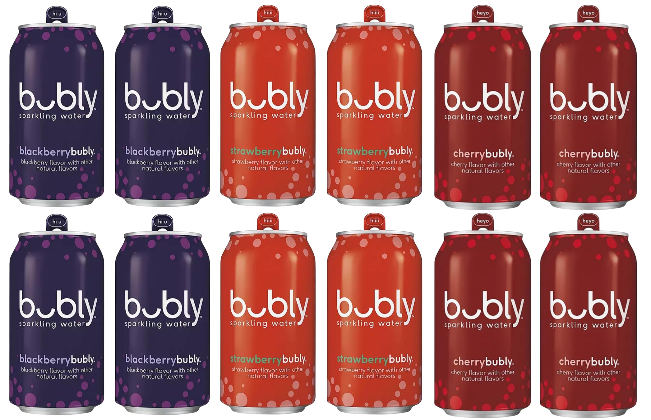 JÁCLER Bubly Berry Sparkling Water 3 Flavor Variety Pack, (Strawberry, Cherry, Blackberry), Zero Sugar & Zero Calories, Seltzer Water, 12 Fl Oz Cans (Pack of 12)