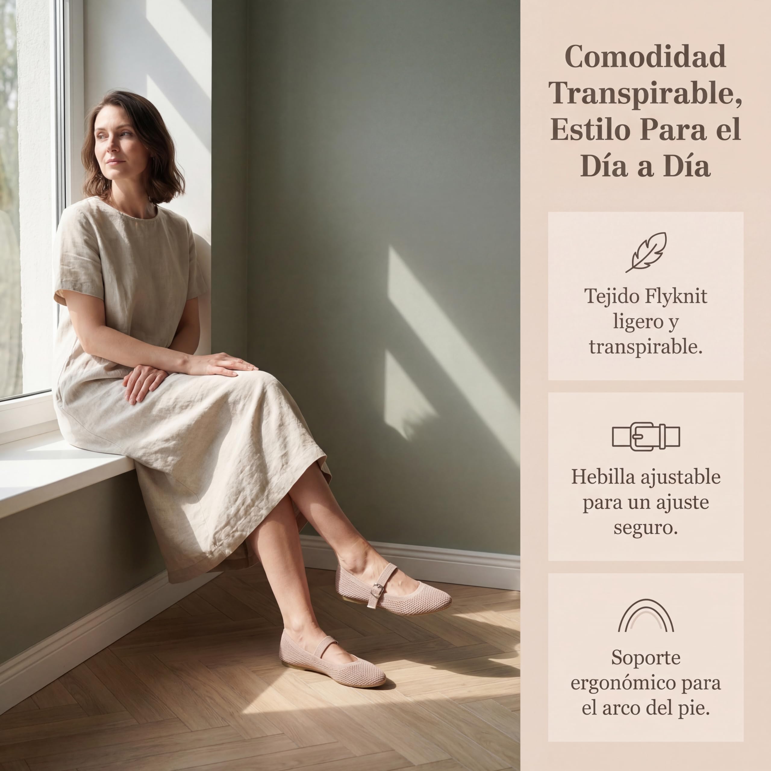 GLAMORA Bailarinas Mujer Merceditas Punto Correa Hebilla Cierre Rápido Zapatos Planos Cómodos Plantilla Acolchada Tejido Transpirable Verano Ligero Diario Ajustable