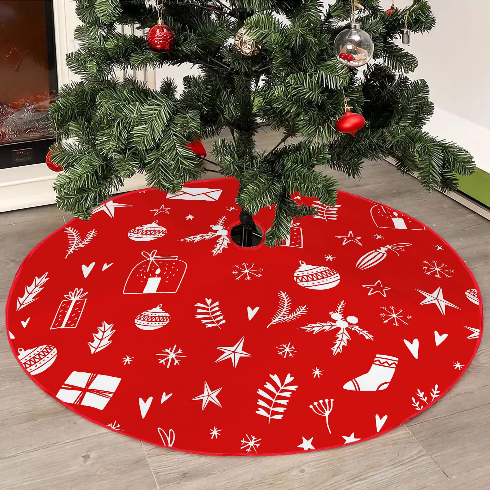 LOMOHOO Kerstboomdeken, rond, 90 cm, kerstboomrok met gouden pailletten
