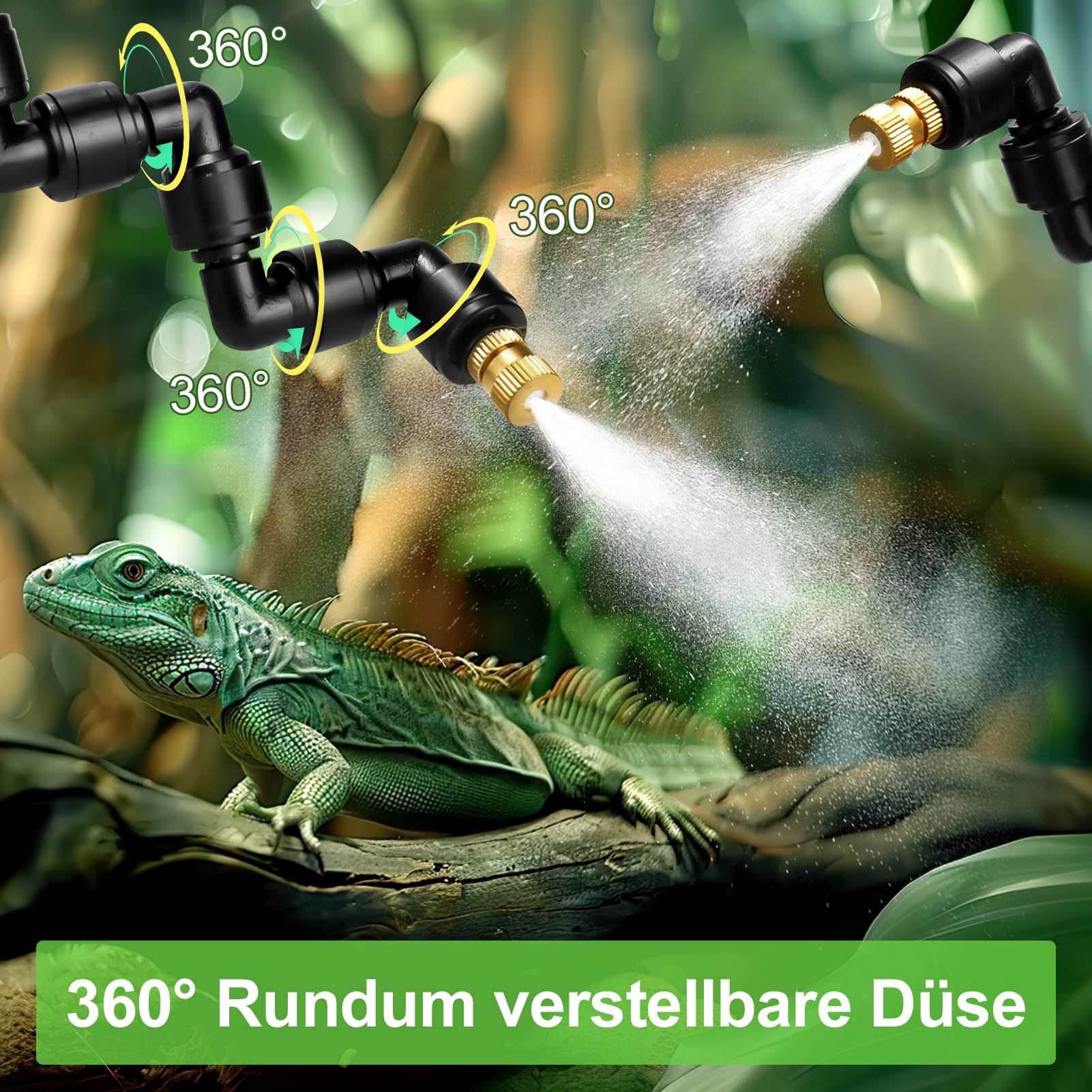 Inteligente Humidificador de Reptiles, Sistema de Riego Terrario, Boquillas Pulverizadoras Ajustable 360 °, Control Remoto por Teléfono Móvil Nebulizador Terrario para Plantas Reptiles