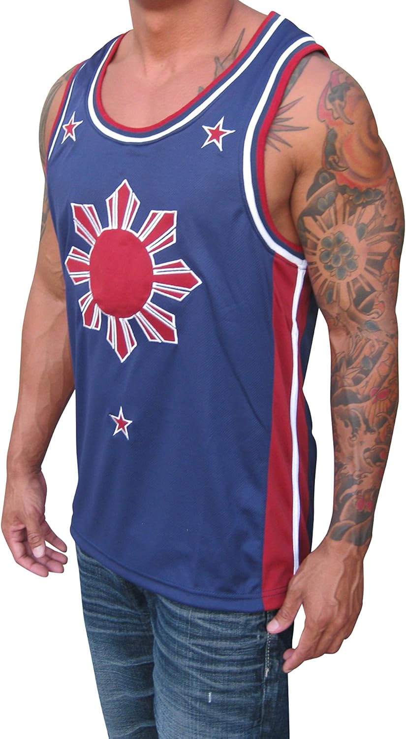 Blue Red Filipino Basketball Jersey Tank Top Philippines Pinoy Pride