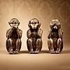 3 Pieces Wise Monkeys Statues, Hear No Evil, See No Evil, Speak No Evil Monkey Statue, Home Decoration Office Ornament Jungle Figurines Gift (Bronze)