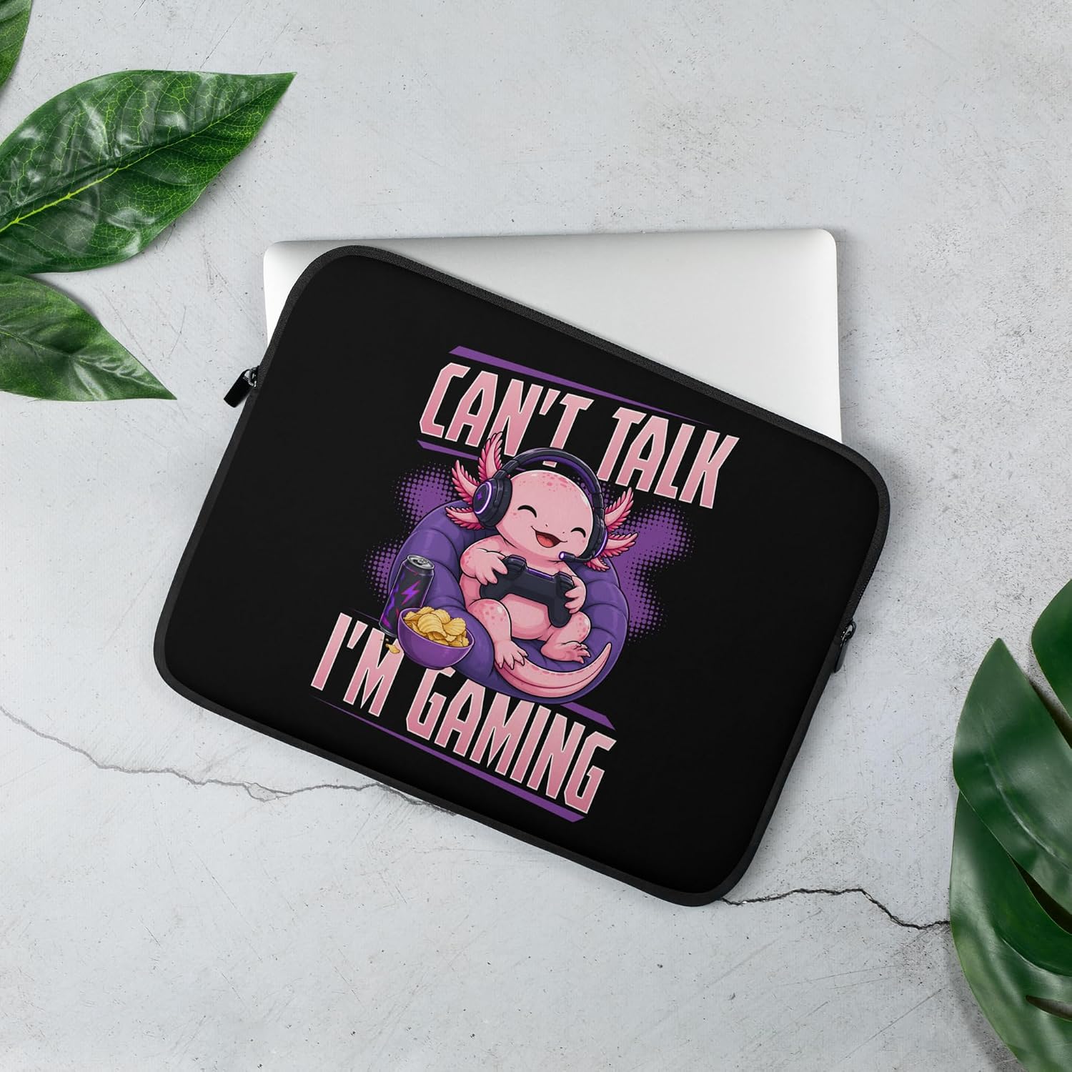 Funny Axolotl Gamer Gaming Graphic Laptop Sleeve