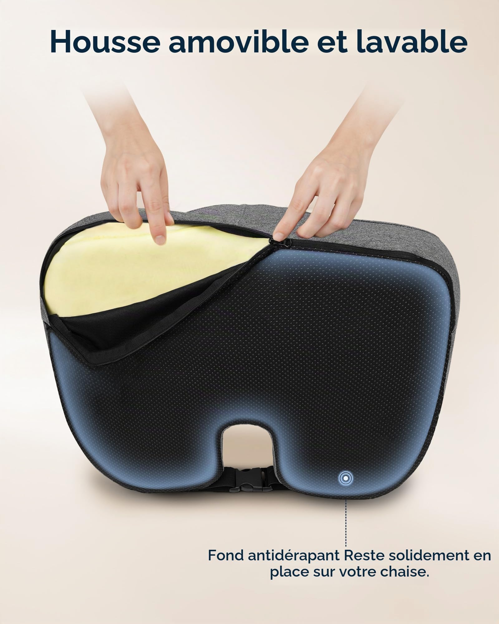 Feagar Coussin De Siège Ergonomique Mousse À Mémoire De Forme [Gris] | Coussin Coccyx Pour Chaise De Bureau Et Voiture, Soulagement De La Pression, Confort Pour Télétravail & Anti-Fatigue