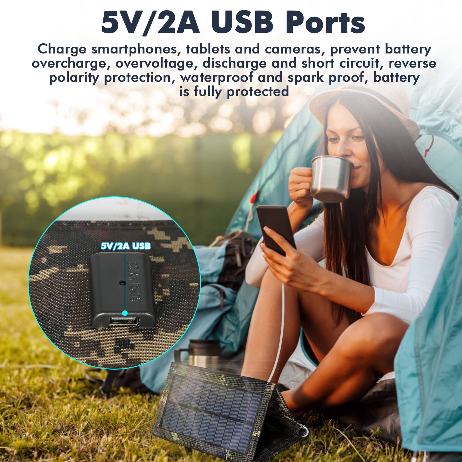 Jadeshay Solar Charger USB, 20 W Solar Charger, Foldable Solar Panel, Portable Solar Panel, Mobile Phone Charger, 5 V/2 A USB Interface, Outdoor Charging For Phone Laptop - View #14
