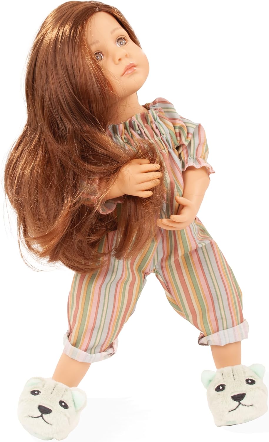 Gotz 2511042 Little Kidz Grete PJ Party - 14" Multi-Jointed Standing Doll with Long Brown Hair to Wash & Style