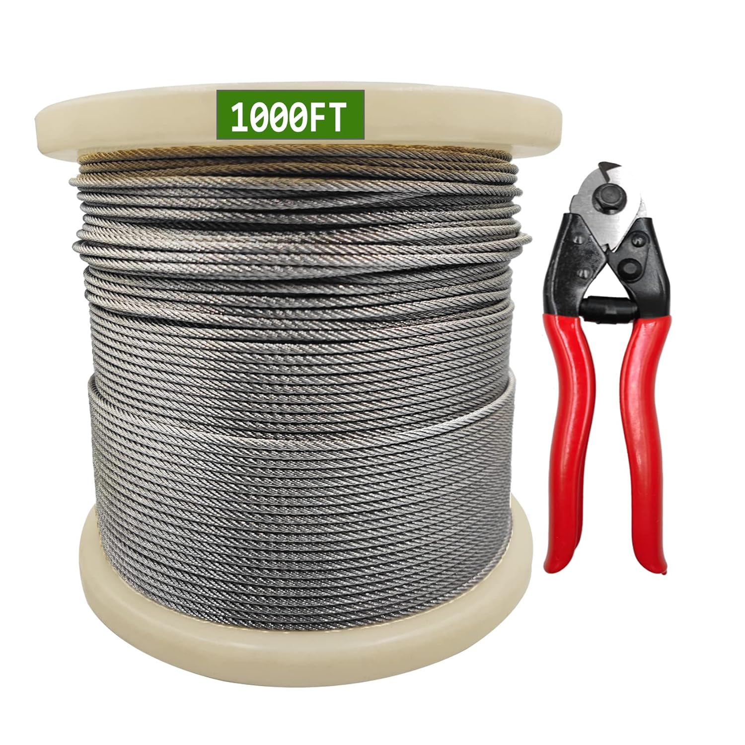 1000FT 1/8" T316 Stainless Steel Wire, Stainless Steel Aircraft Cable for Deck Cable