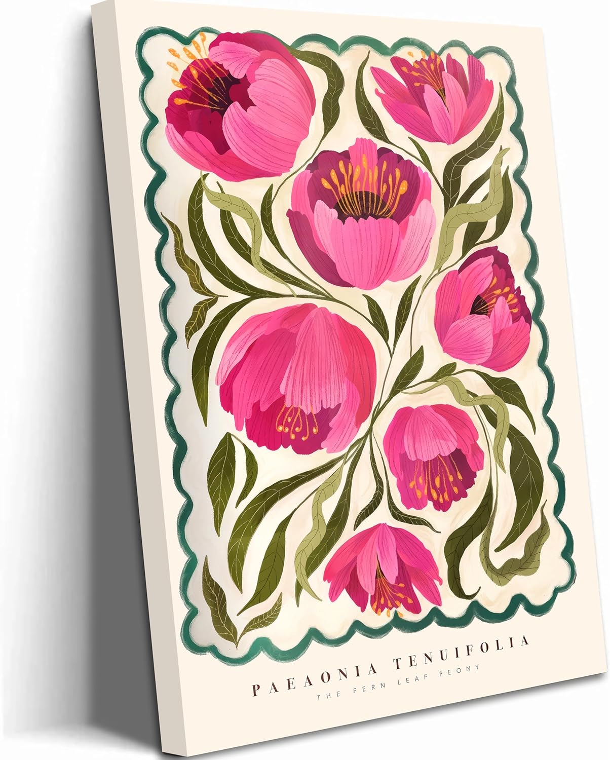 Pink Peony Flower Canvas Wall Art Modern Abstract Colourful Floral Pictures Wall Decor Quirky Summer Peonies Posters Pink Botanical Painting Prints Artwork for Living Room Bedroom Bathroom Home Decor