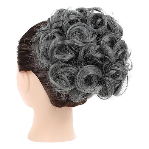 Miniatura 5 de Elaine Peines de moño desordenado, extensión de moño rizado, extensión de moño grueso, con clip, coleteros para mujer (rubio ceniza y reflejos rubio