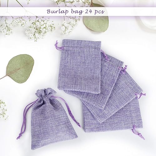 Miniatura 4 de Naler 24 bolsas de arpillera con cordón de lino, bolsas de regalo para bodas, recuerdos de fiesta, manualidades, regalos, 4 x 6 pulgadas, color