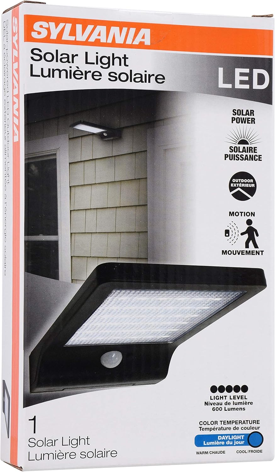 Sylvania Solar Flood Light Luminaire with Daylight Sensor, LED and Battery Included, 5000K, Daylight, Black Finish - 1 Pack (65000)