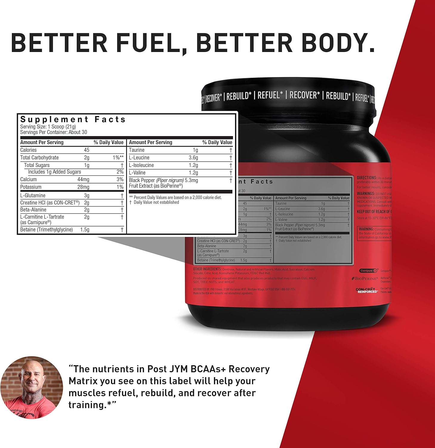 Matriz activa Post JYM Postentrenamiento con BCA glutamina creatina