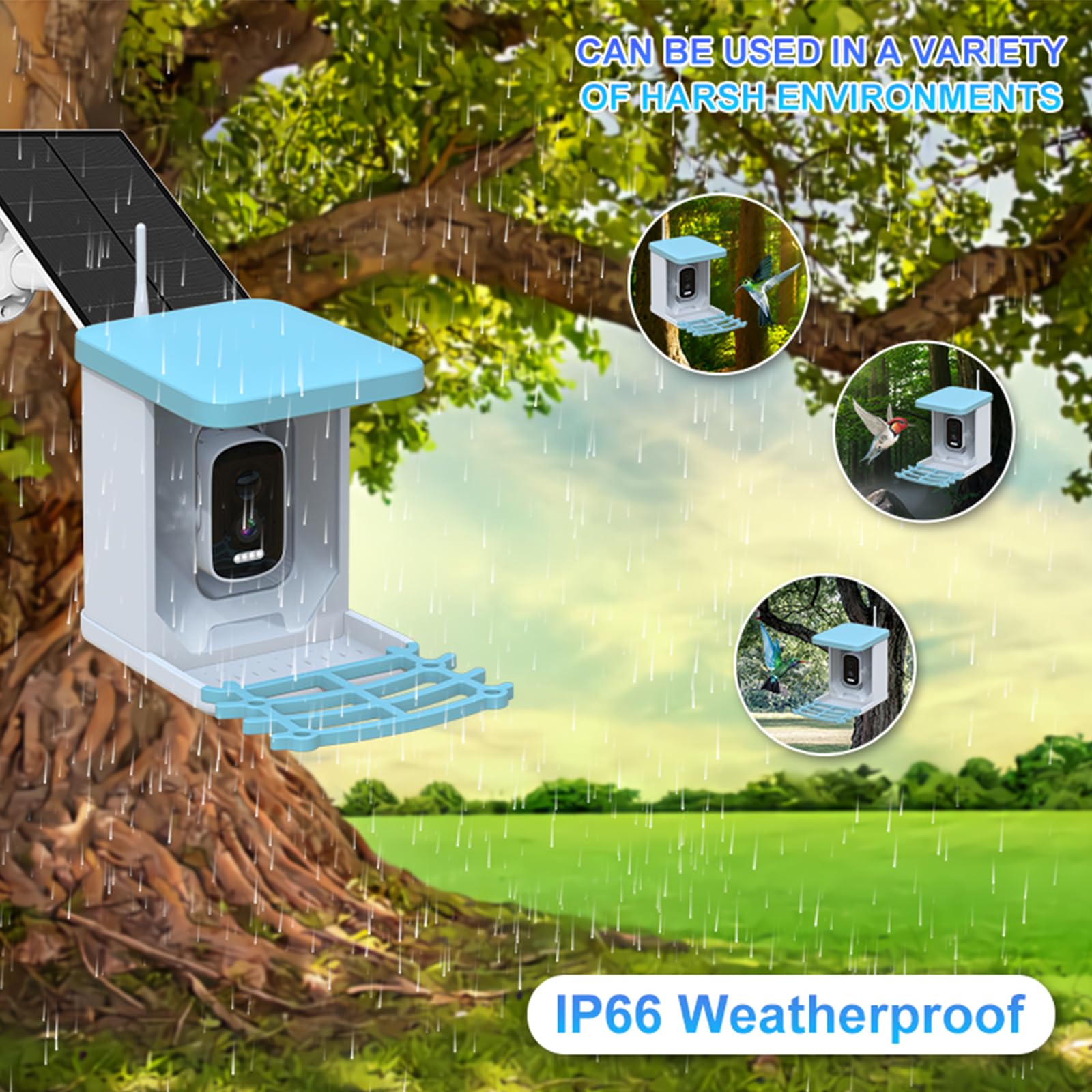 Nichoir avec Caméra, Maison d’Oiseaux avec Caméra, Mangeoire Vidéo WiFi | pour Oiseaux, Distributeur Intelligent avec Panneau Solaire & Reconnaissance IA des Oiseaux