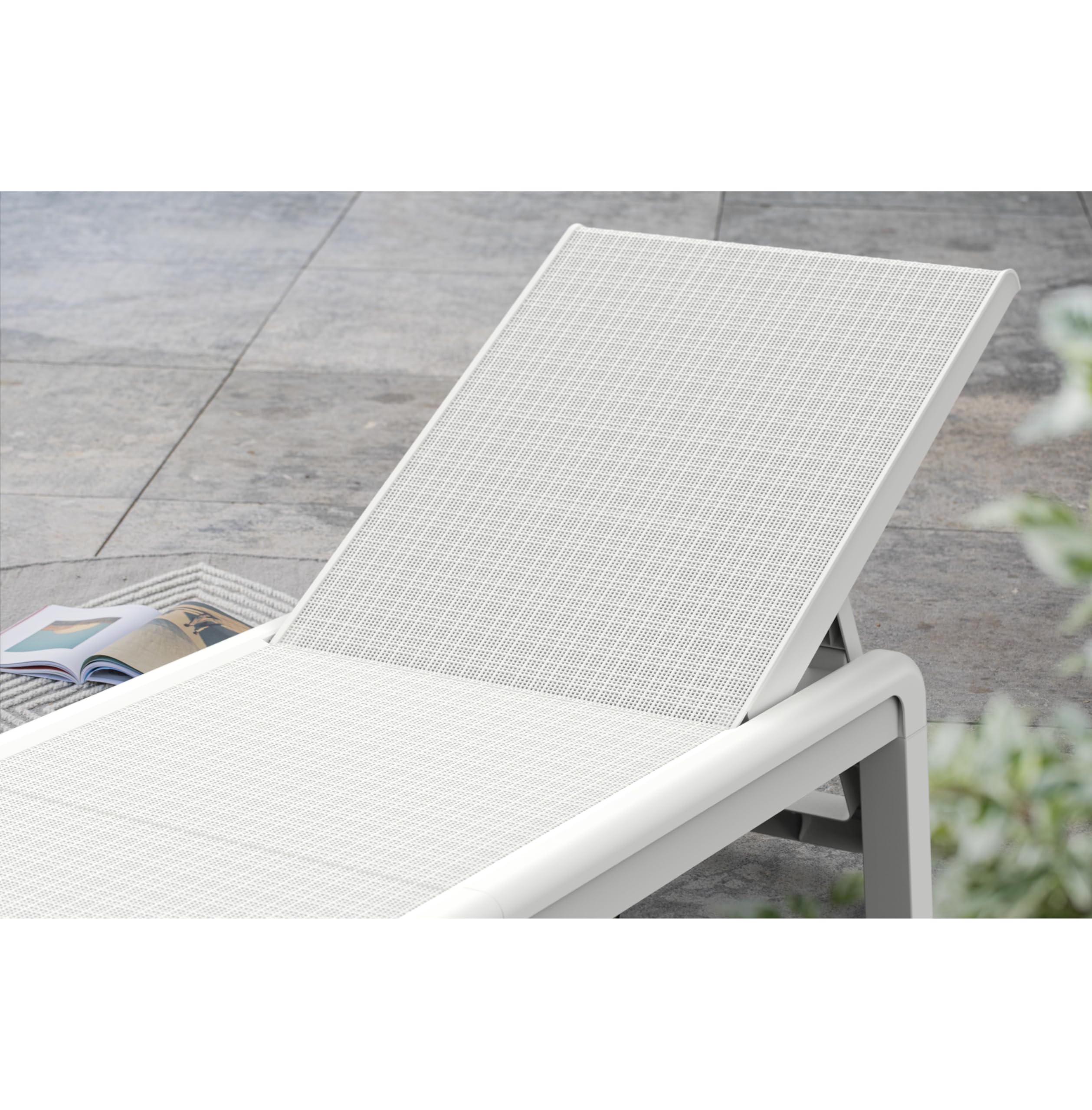 Keter Palma-Tumbona de Jardín Plegable, para Exterior terrazas, Patios, Jardines, 4 Posiciones, Color Blanco