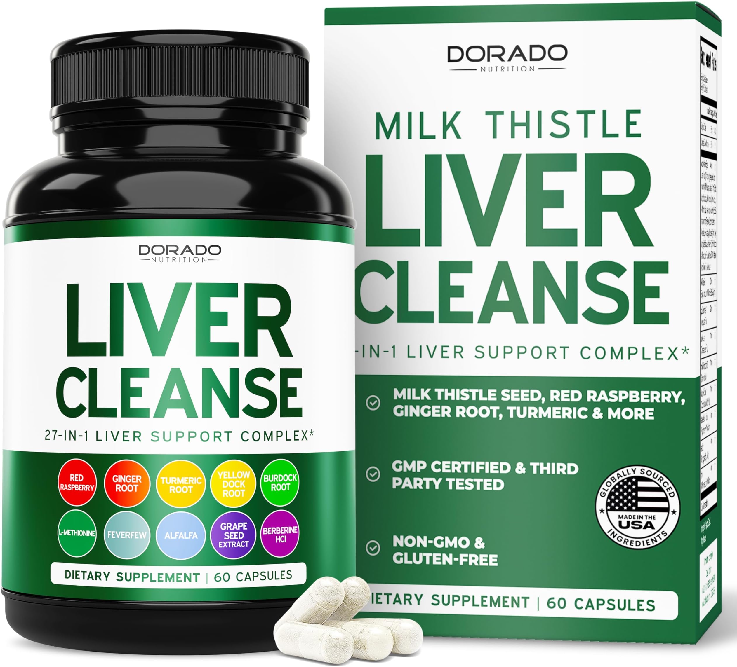 Liver Cleanse Detox & Repair (27 in 1 Formula - Milk Thistle, Dandelion Root, Turmeric, Artichoke Extract & More) - Detox Cleanse Supplement, Liver Support for Adults, Vegan - 60 Capsules