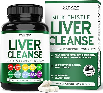 Liver Cleanse Detox & Repair 27 in 1 Formula - Milk Thistle, Dandelion Root, Turmeric, Artichoke Extract & More - Detox Cleanse Supplement, Liver Support for Adults, Vegan - 60 Capsules