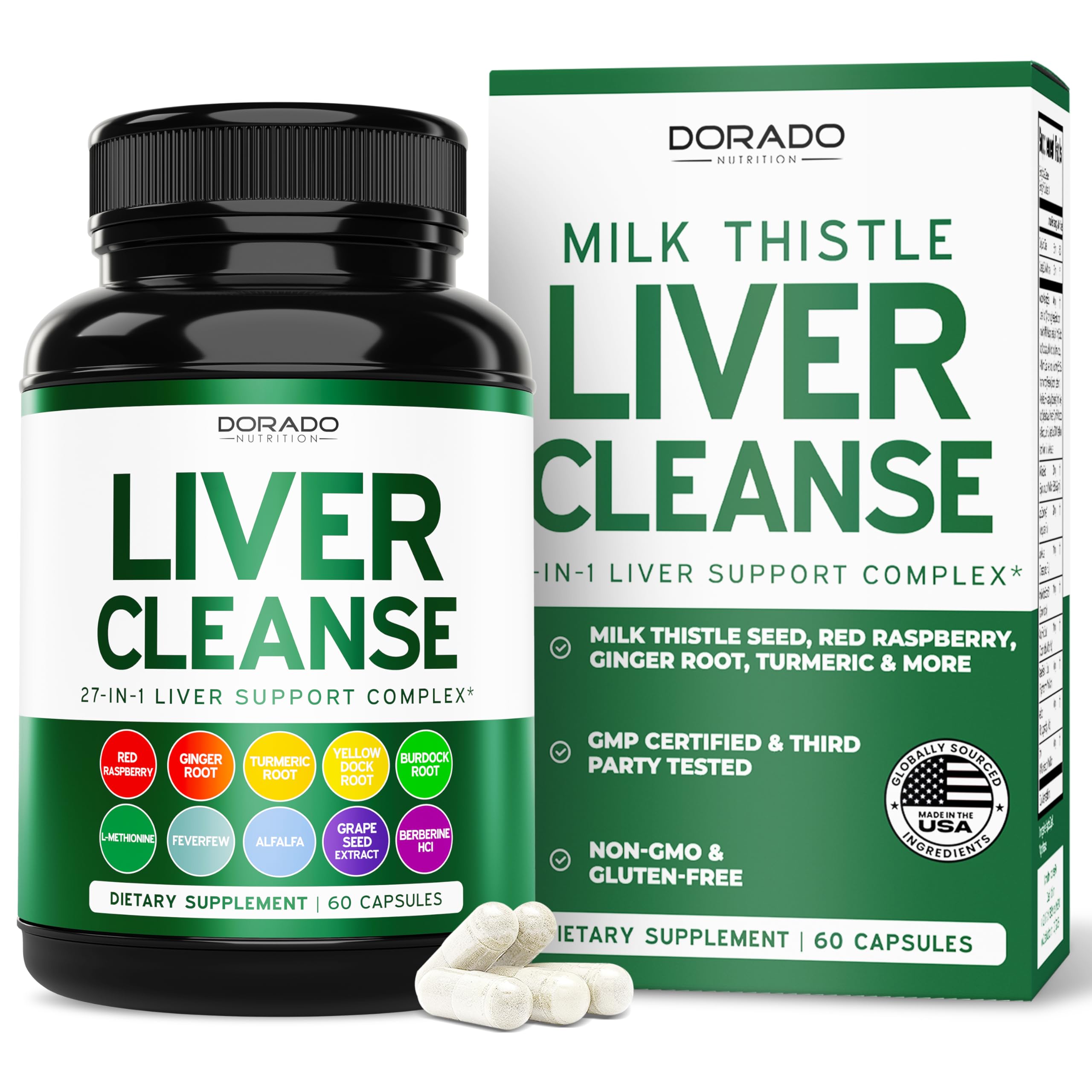 Liver Cleanse Detox & Repair (27 in 1 Formula - Milk Thistle, Dandelion Root, Turmeric, Artichoke Extract & More) - Detox Cleanse Supplement, Liver Support for Adults, Vegan - 60 Capsules